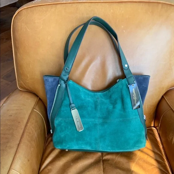 NWT Tignanello Suede Zip Slouch shoulder handbag - Picture 6 of 13